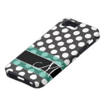 Motif de point de polka avec le monogramme étui iPhone 5