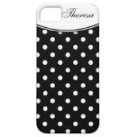 Motif de point élégant de polka avec le nom étui iPhone 5