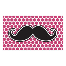 Motif de point fuchsia de polka de moustache noire carte de visite