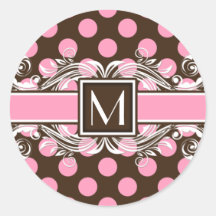 Motif de point géométrique décoré d'un monogramme  autocollants ronds
