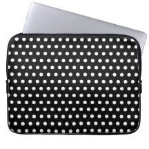 Motif de point noir et blanc de polka. Tacheté Housses Pour Ordinateur Portable