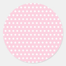 Motif de point rose et blanc de polka. Tacheté Adhésifs Ronds