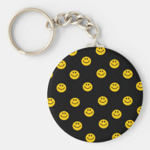 Motif de point souriant jaune de polka porte-clefs