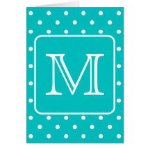 Motif de point turquoise et blanc de polka. Monogr Carte