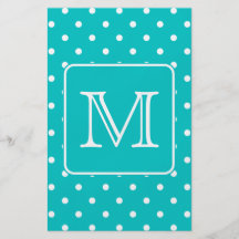 Motif de point turquoise et blanc de polka. Monogr Tract Personnalisé