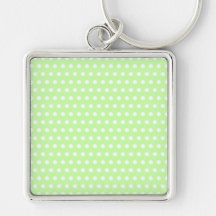 Motif de point vert et blanc de polka. Tacheté Porte-clés