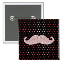 Motif de pois rose Girly drôle de moustache de Bli Pin's