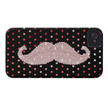 Motif de pois rose Girly drôle de moustache de Bli Étui iPhone 4