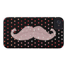 Motif de pois rose Girly drôle de moustache de Bli Étui iPhone 4