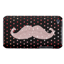 Motif de pois rose Girly drôle de moustache de Bli Coque Barely There iPod