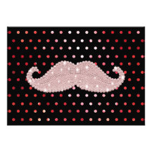 Motif de pois rose Girly drôle de moustache de Bli Faire-parts