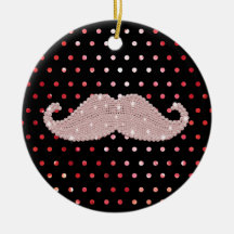 Motif de pois rose Girly drôle de moustache de Bli Ornements