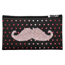 Motif de pois rose Girly drôle de moustache de Bli Pochette À Maquillage