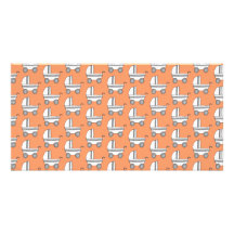 Motif de poussette de bébé sur l'orange cartes avec photo