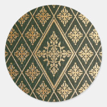 Motif de relief par or en cuir vert autocollants