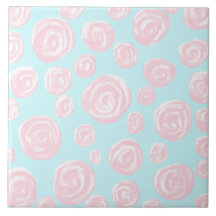 Motif de rose de rose en pastel sur bleu-clair. carreaux en céramique
