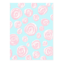 Motif de rose de rose en pastel sur bleu-clair. cartes postales