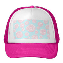 Motif de rose de rose en pastel sur bleu-clair. casquettes de camionneur
