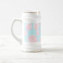 Motif de rose de rose en pastel sur bleu-clair. mug à café
