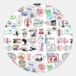 Motif de timbres de voyage autocollants