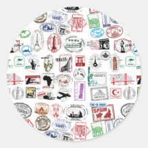 Motif de timbres de voyage autocollants