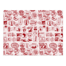 Motif de timbres de voyage cartes postales