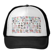 Motif de timbres de voyage casquettes