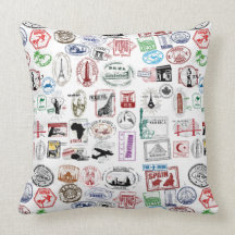 Motif de timbres de voyage coussin