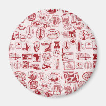 Motif de timbres de voyage magnets pour réfrigérateur