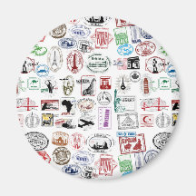 Motif de timbres de voyage magnets pour réfrigérateur