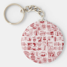 Motif de timbres de voyage porte-clé