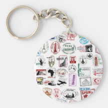 Motif de timbres de voyage porte-clefs