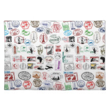 Motif de timbres de voyage sets de table