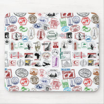 Motif de timbres de voyage tapis de souris