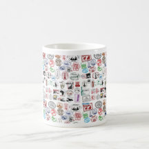 Motif de timbres de voyage tasse