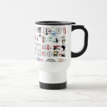 Motif de timbres de voyage tasse
