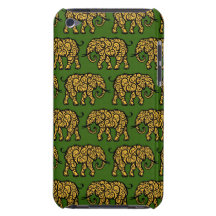 Motif de tourbillonnement jaune et vert d'éléphant coque barely there iPod