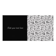 Motif de tourbillonnement noir et blanc de vignes cartes de vœux avec photo
