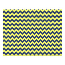 Motif de zigzag bleu-foncé et jaune de Chevron Photo D’art