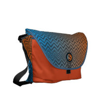 Motif de zigzag orange et bleu personnalisé besace