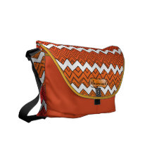 Motif de zigzag orange et jaune personnalisé besaces