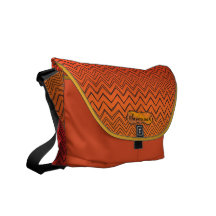 Motif de zigzag orange et jaune personnalisé besace