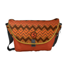 Motif de zigzag orange et jaune personnalisé sacoches