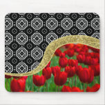 Motif décoratif de BW de tulipes de scintillement  Tapis De Souris