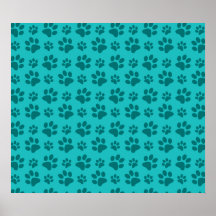 Motif d'empreinte de patte de chien de turquoise posters