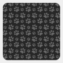 Motif d'empreinte de patte de chien noir autocollants carrés