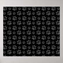 Motif d'empreinte de patte de chien noir posters