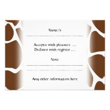 Motif d'impression de girafe dans Brown foncé Invitations