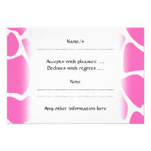 Motif d'impression de girafe dans le rose lumineux faire-parts