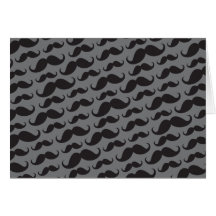 Motif drôle à la mode noir et gris de moustache carte de vœux